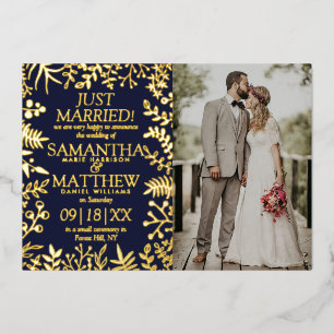 Elegant Floral Wedding Photo Announcement Card