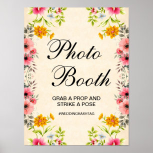 Elegant Floral Wedding Photo Booth Sign