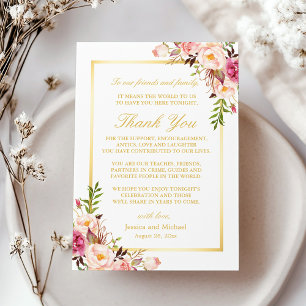 Elegant Floral Wedding Place Setting Thank You Card