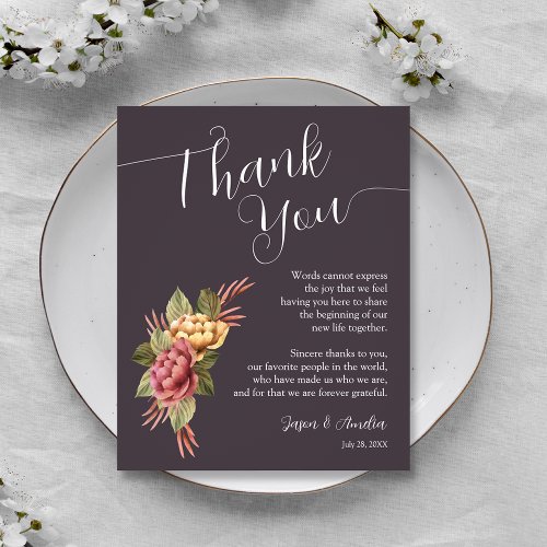 Elegant Floral Wedding Plate Thank You Flyer