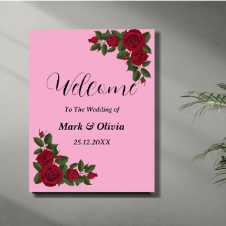 Elegant Floral Wedding Poster | Custom Names date