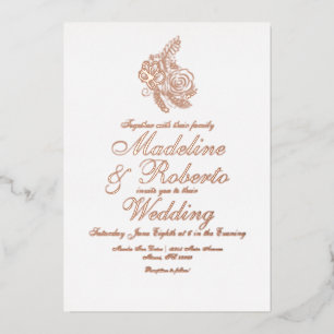 Elegant Floral Wedding Pressed Foil Invitation