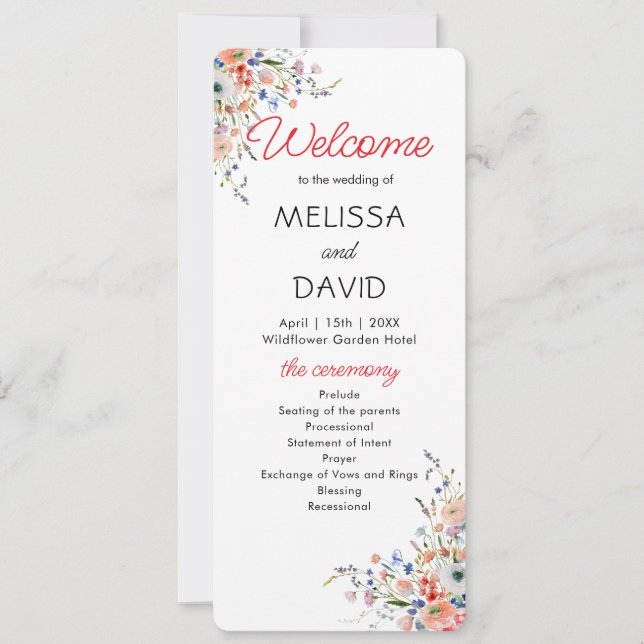 Elegant Floral Wedding Program (Front)