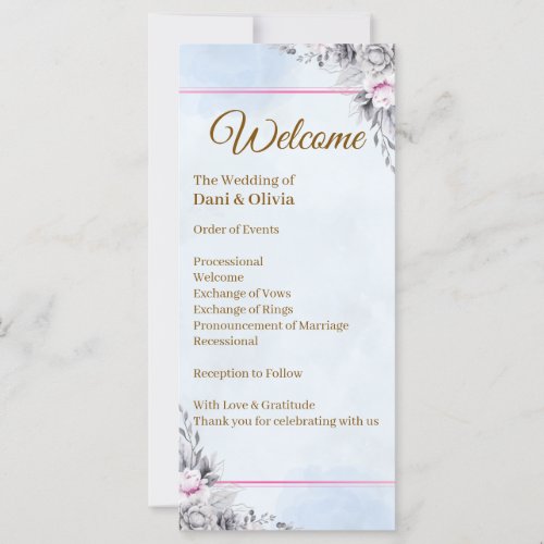 Elegant Floral Wedding Program Template