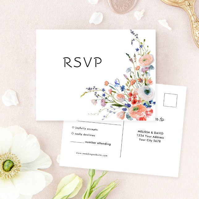 Elegant Floral Wedding PSVP Postcard (Creator Uploaded)