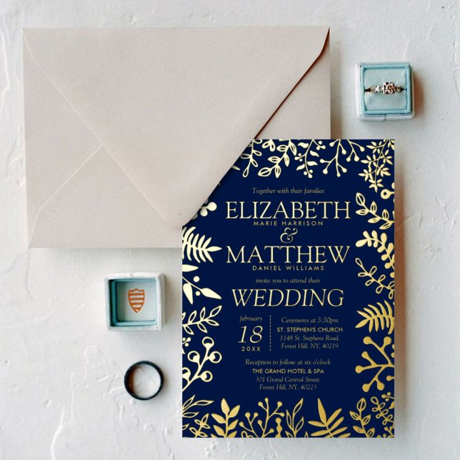 Elegant Floral Wedding Real Foil Invitation (Creator Uploaded)