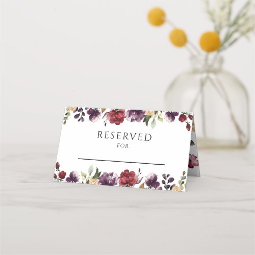 Elegant Floral Wedding Reception Reserved Table Place Card