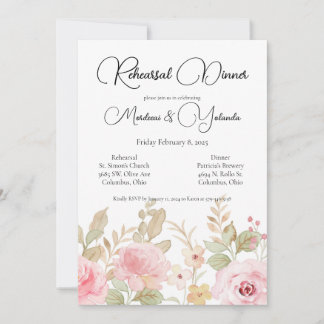 Elegant Floral Wedding Rehearsal Dinner Invitation