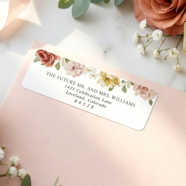 Elegant Floral Wedding Return Address Label (Creator Uploaded)