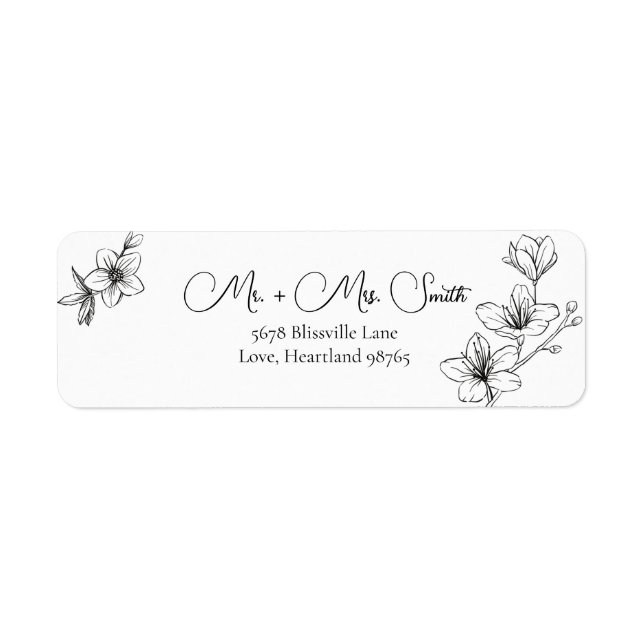 Elegant Floral Wedding Return Address Labels (Front)