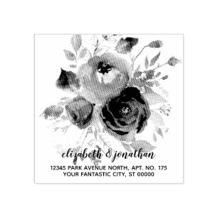 Elegant Floral Wedding Return Address Rubber Stamp