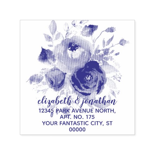 Elegant Floral Wedding Return Address Self_inking Stamp