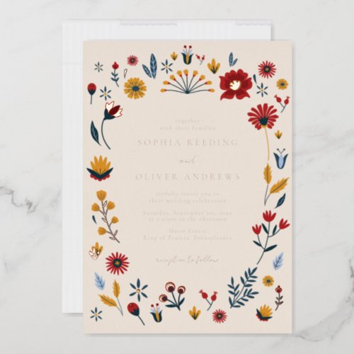 Elegant Floral Wedding Rose Gold Foil Invitation