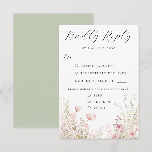 Elegant Floral Wedding RSVP Card (Front/Back)