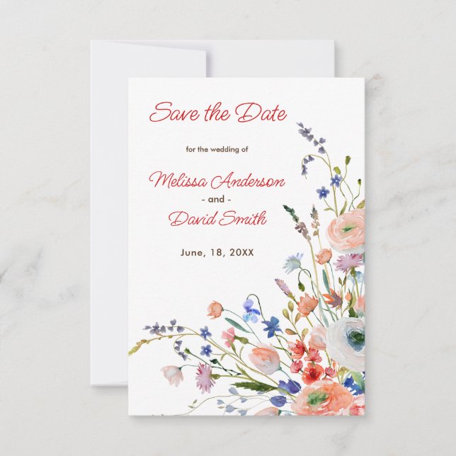 Elegant Floral Wedding Save The Date (Front)