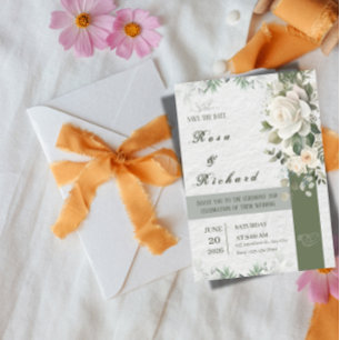 Elegant Floral Wedding Save the Date Invitation