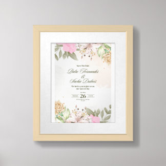 Elegant Floral Wedding Save The Date Wall Art | Pe