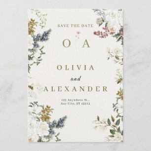Elegant Floral Wedding Save the Date Watercolor Invitation