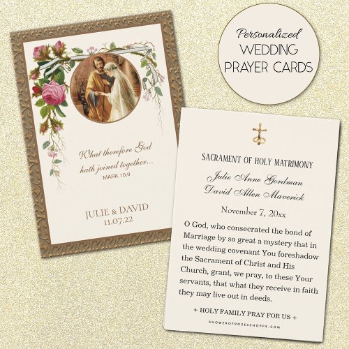 Elegant Floral Wedding Scripture Prayer Card 