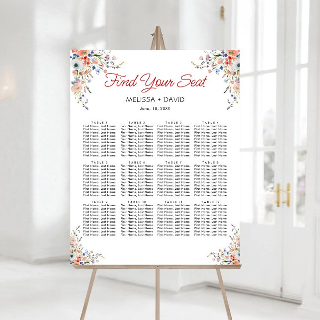 Elegant Floral Wedding Seating Chart Foam Board (Creator Uploaded)