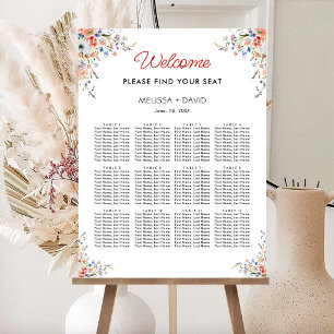 Elegant Floral Wedding Seating Chart Foam Board
