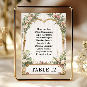 Elegant Floral Wedding Seating Chart Table Number