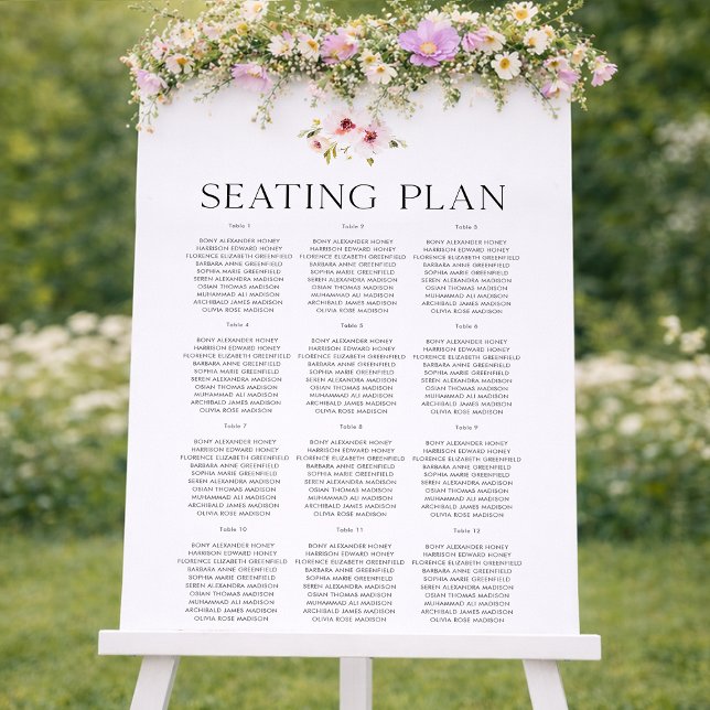 Elegant Floral Wedding Seating Plan Foam Board (Creator Uploaded)
