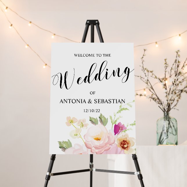 Elegant Floral Wedding Sign Foam Board (In Situ (Stand))