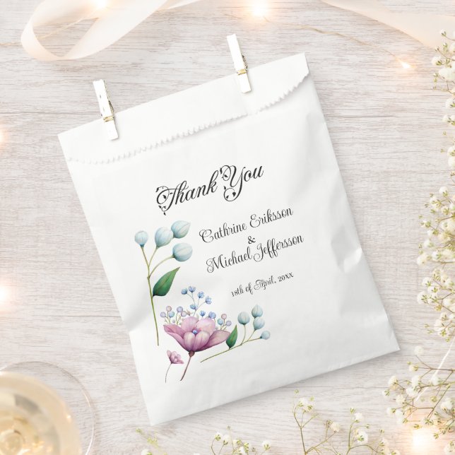 Elegant Floral Wedding Soft Botanical Romance Favor Bag (Clipped)