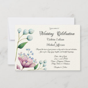 Elegant Floral Wedding Soft Botanical Romance Invitation