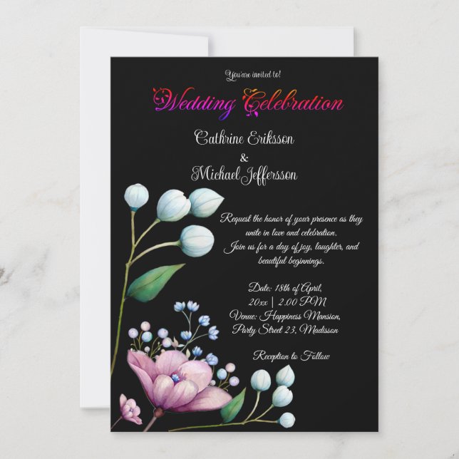 Elegant Floral Wedding Soft Botanical Romance Invitation (Front)