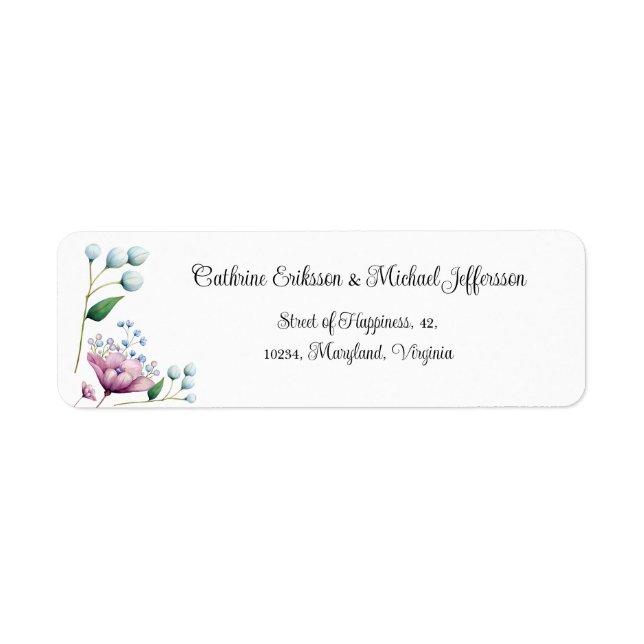 Elegant Floral Wedding Soft Botanical Romance Label (Front)
