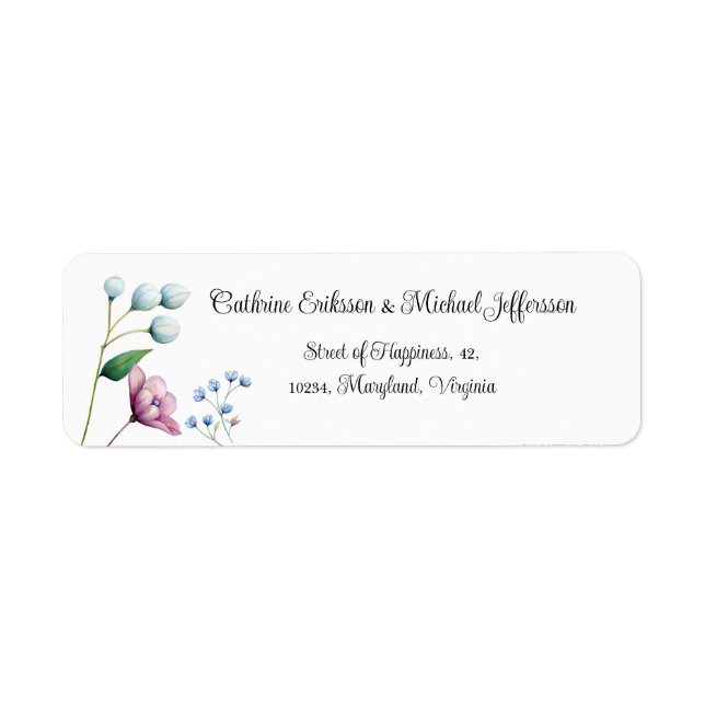 Elegant Floral Wedding Soft Botanical Romance Label (Front)