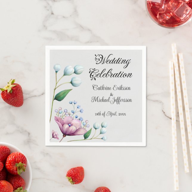 Elegant Floral Wedding Soft Botanical Romance Napkins (Insitu)