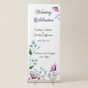 Elegant Floral Wedding Soft Botanical Romance Retractable Banner
