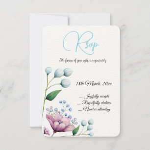 Elegant Floral Wedding Soft Botanical Romance RSVP Card