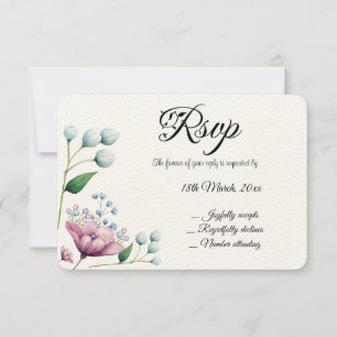 Elegant Floral Wedding Soft Botanical Romance RSVP Card
