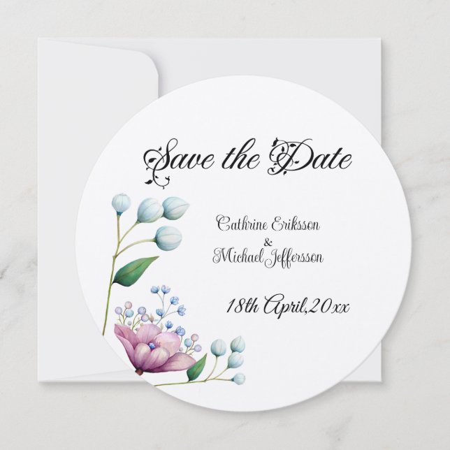 Elegant Floral Wedding Soft Botanical Romance Save The Date (Front)