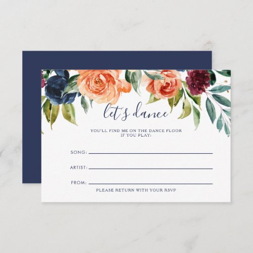 Elegant Floral Wedding Song Request Card