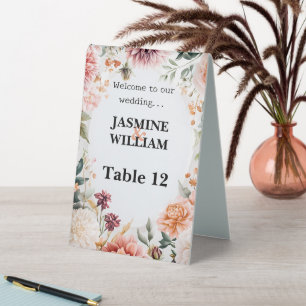 Elegant Floral Wedding Table Cards Tent