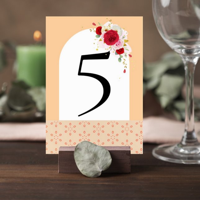 Elegant Floral Wedding Table Number Card (Creator Uploaded)