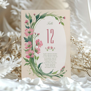 Elegant Floral Wedding Table Number Card