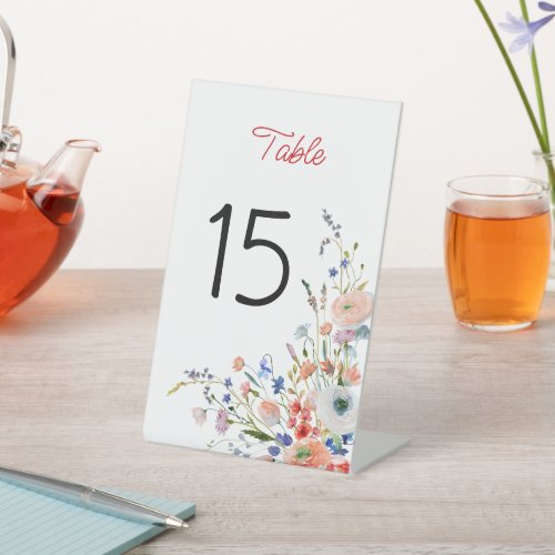 Elegant Floral Wedding Table Number Pedestal Sign