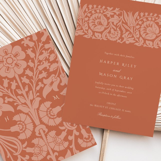 Elegant Floral Wedding Terracotta Blush Invitation (Creator Uploaded)