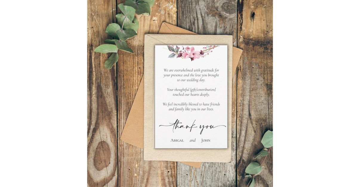 Elegant floral wedding thank you card | Zazzle