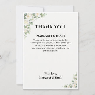 Elegant Floral Wedding Thank You Card