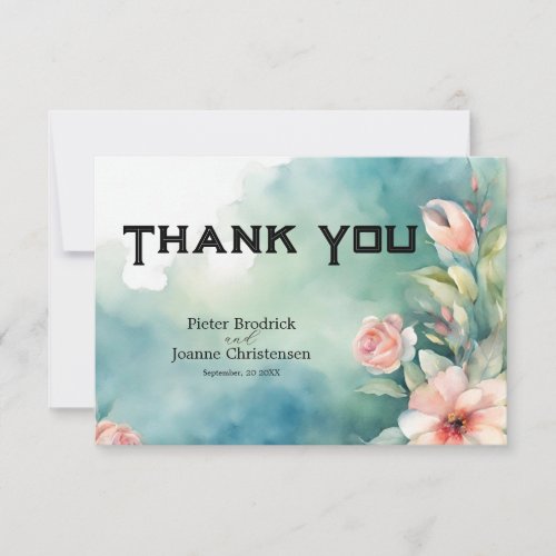 Elegant Floral Wedding Thank You Card