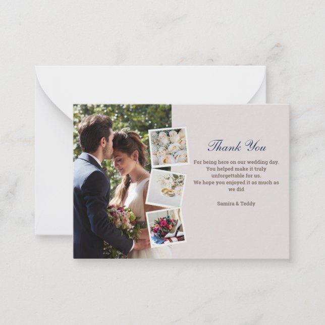 Elegant Floral Wedding Thank You Card Custom Photo (Front)