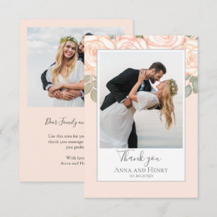 Elegant Floral Wedding Thank You Coral Peach Card