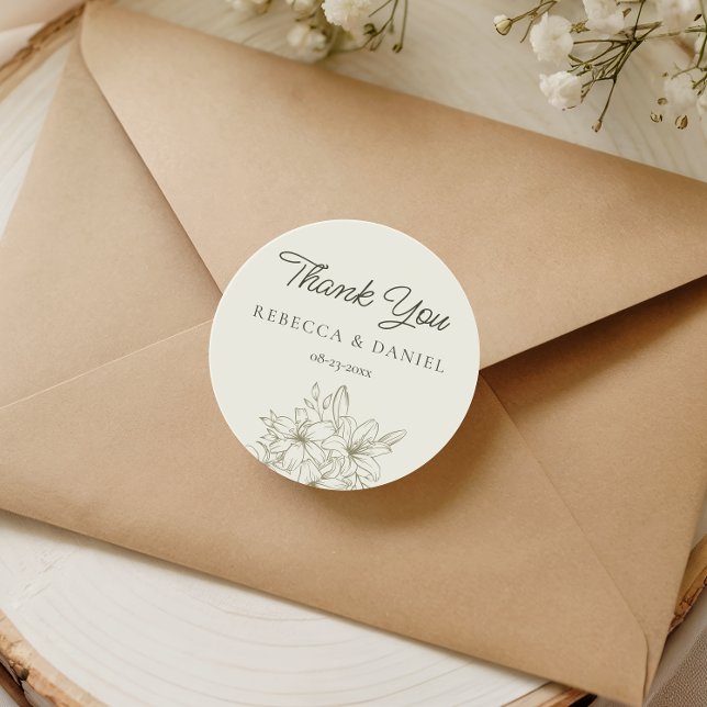 Elegant Floral Wedding Thank You Favor Sticker (Creator Uploaded)